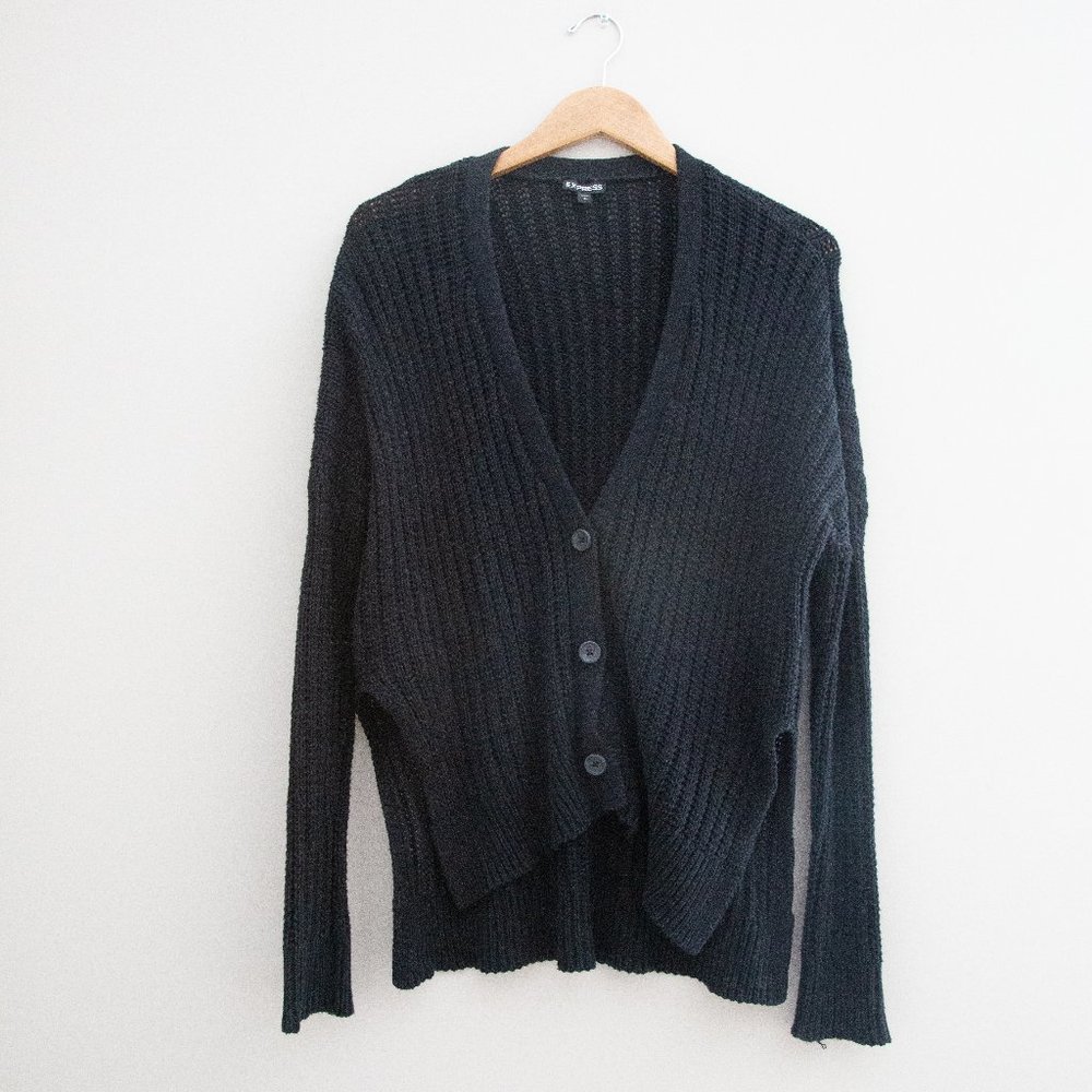 Black Express Side Split Button Sweater - image 1